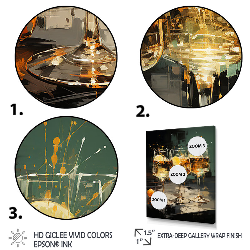 Vesper Vibrance Twilight Cocktail - Art mural cocktails, H 40 po x l 30 po x P 1,5 po