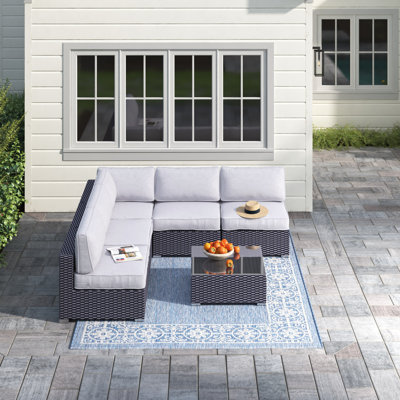 Bessemer Wicker Fully Assembled 4 - Person Seating Group with Cushions