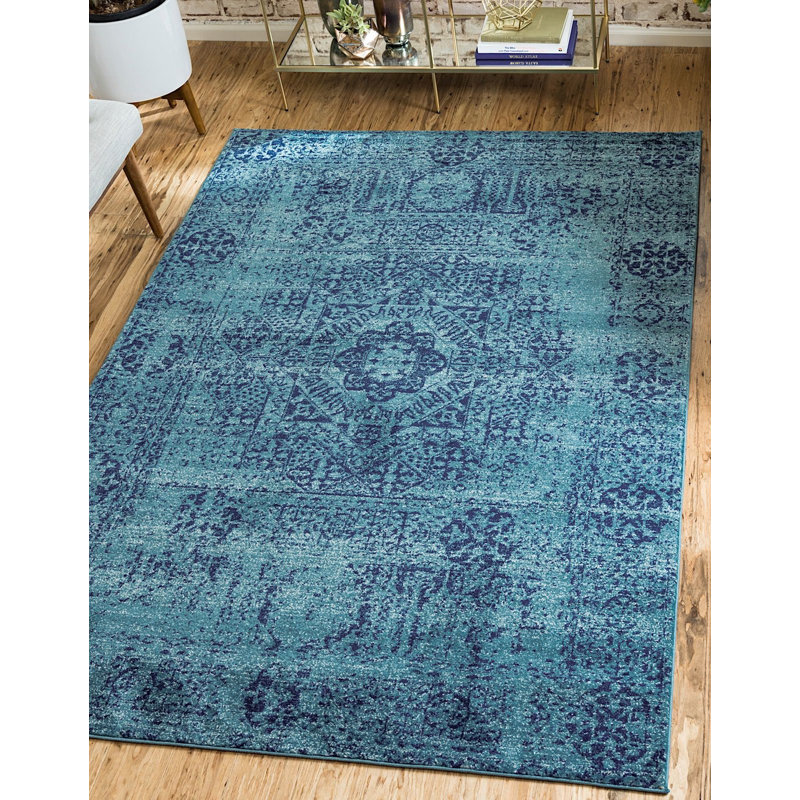 Tapis oriental bleu marine Kasha, Rectangle 4 pi x 6 pi