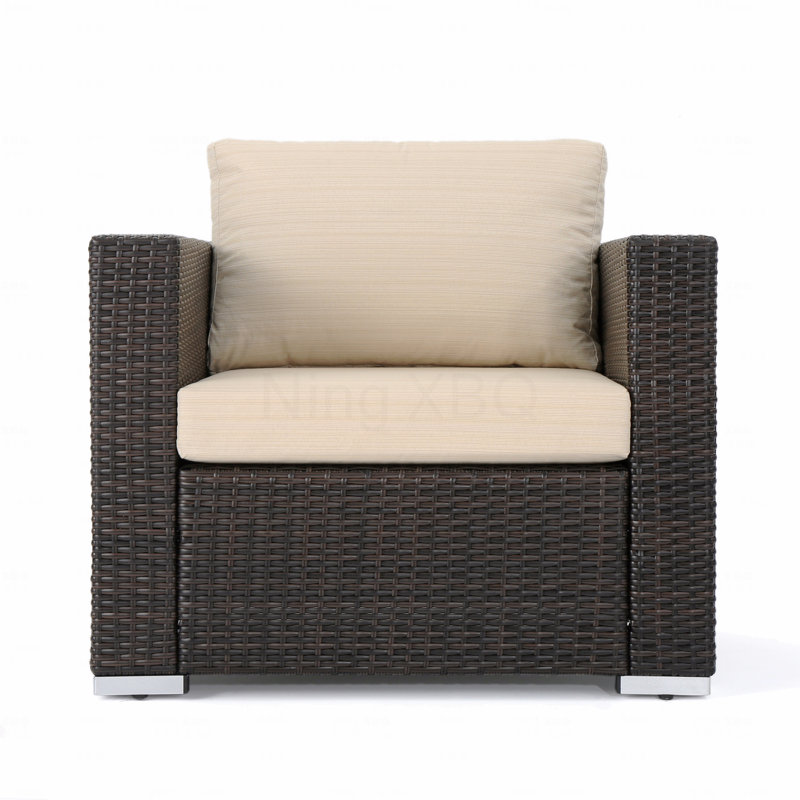 Fauteuil de patio Mbrn + Alu, Beige Cushion/Dark Brown Frame