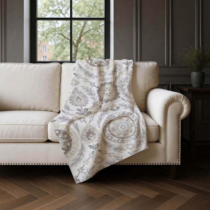 Jeté floral Sherpa ASB751 Addison, Argent argent