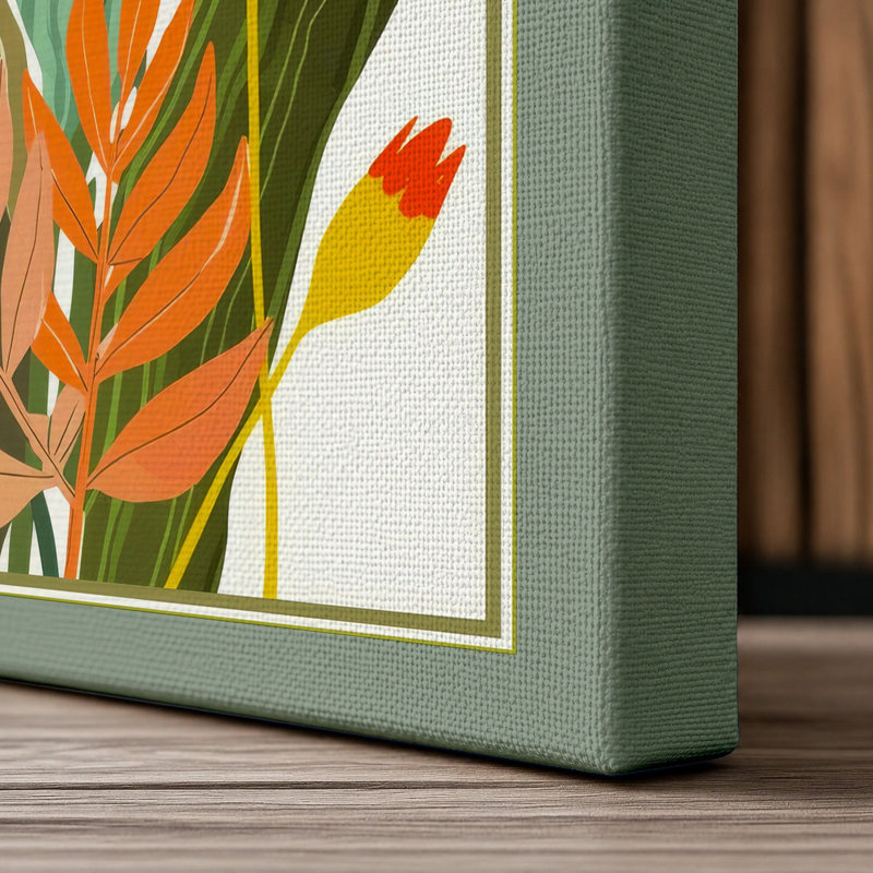 Tropical Bloom Study Botanical - Wrapped Canvas, 18x12 - 45.7 x 30.5 cm, Sage Border