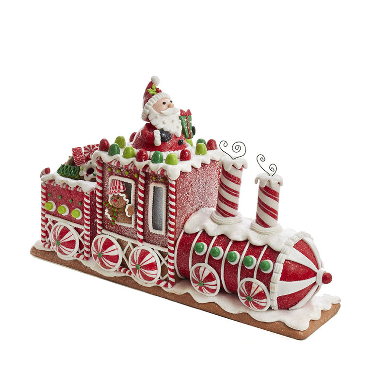 Kurt Adler Battery-Operated LED Gingerbread Junction Train, 7.5in
