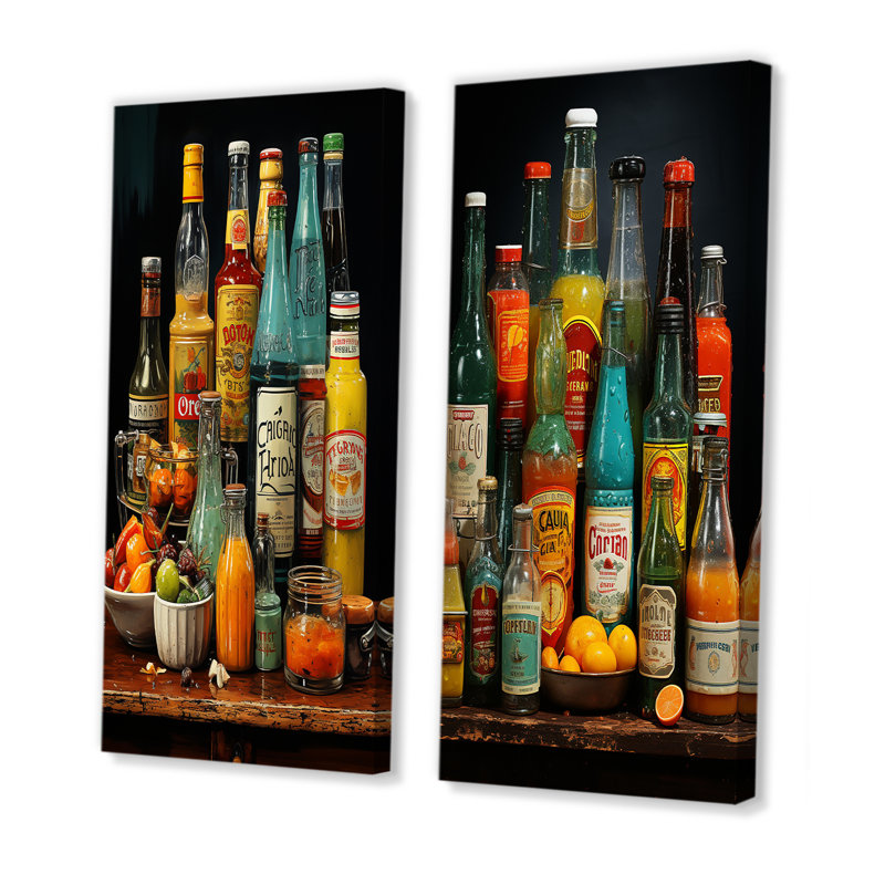 Conditments Popart Flavour Collage - Ensemble de 2 décorations murales Condiments, H 28 po x l 25 po, Toile tendue