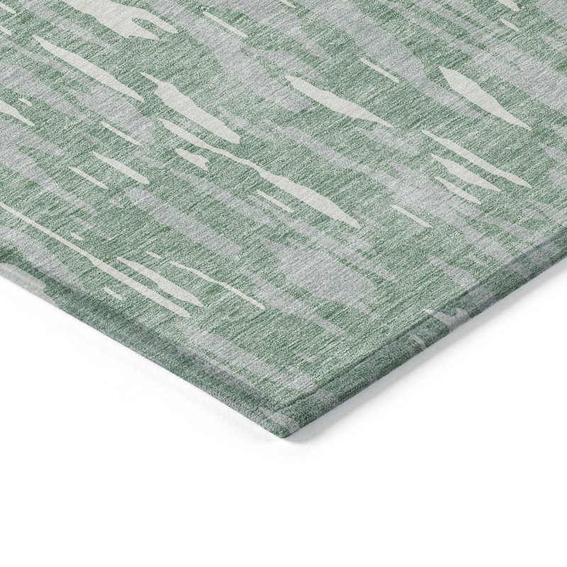 Tapis extérieur lavable abstrait sauge et ivoire 5 pi x 8 pi