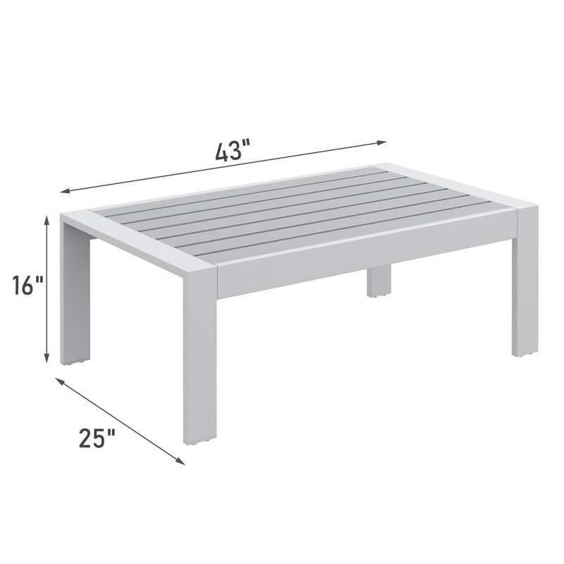 Patio Coffee Table, White Gray