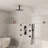 3-Function Ceiling Mounted Thermostatic Rainfall Shower System with 6 Body Jets and Rough-in Valve-105528725