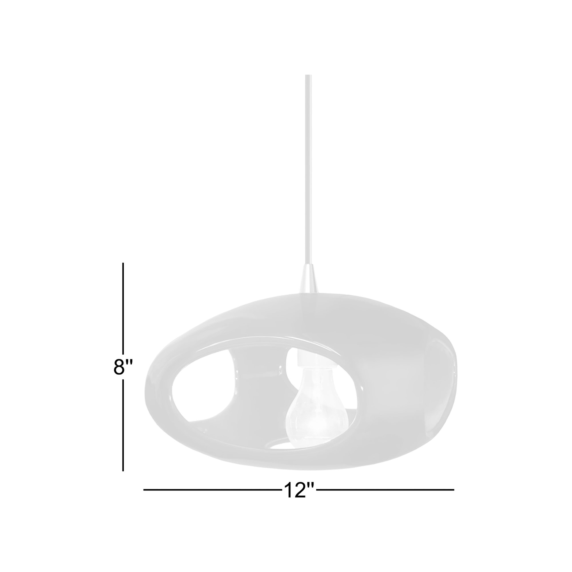 Logan Single Light Ceramic Dimmable Pendant, Polished Chrome, Gloss Black