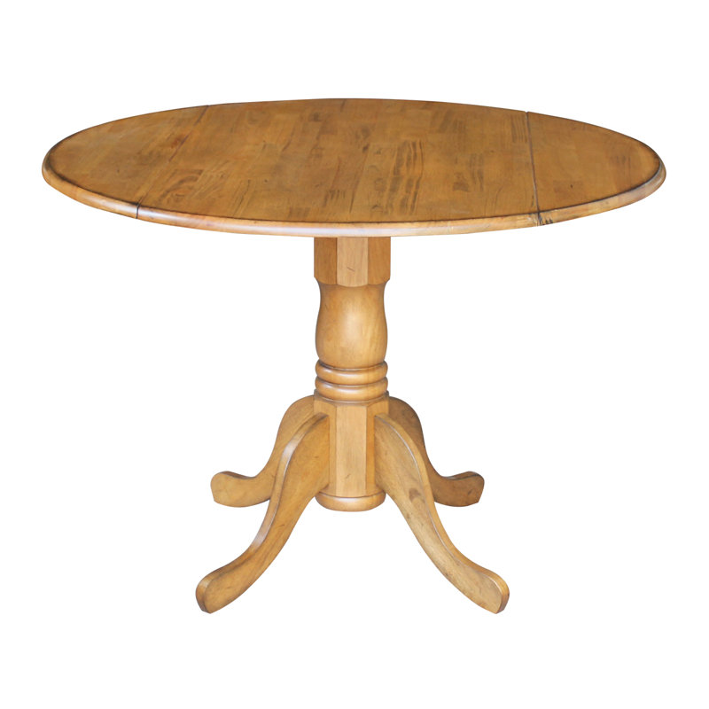 Philipston Extendable Round Solid Wood Dining Table, Pecan, Pecan