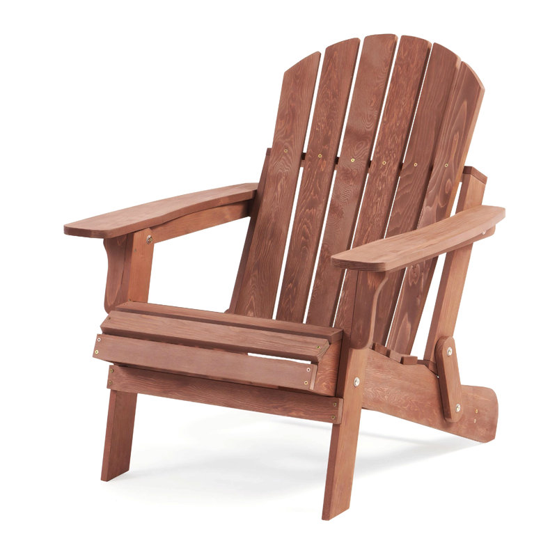 Oversized Outdoor Wooden Folding Adirondack Chair, Coffee