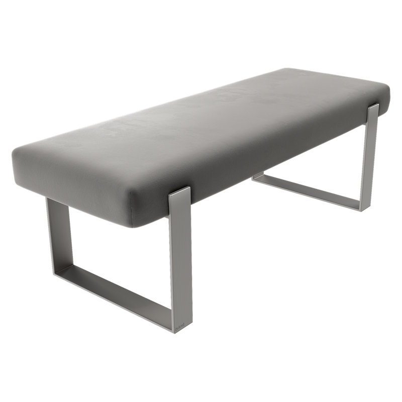 Banc rembourré Sapan, Velours, Gris fumée