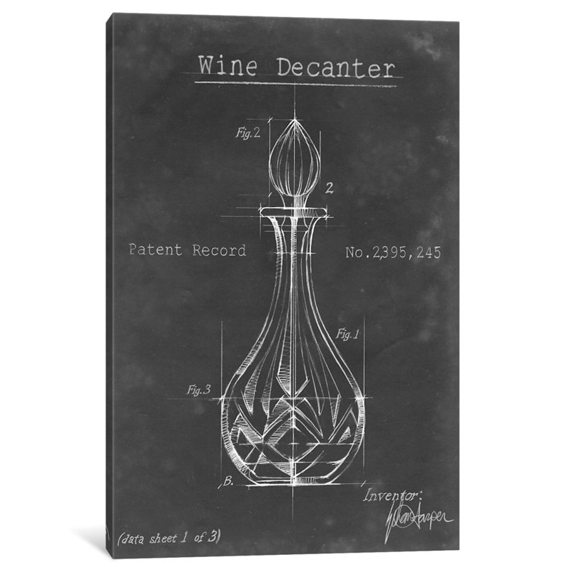«Barware Blueprint VIII», impression sur toile, H 26 po x l 18 po x P 1,5 po, Toile tendue, Pas de tapis