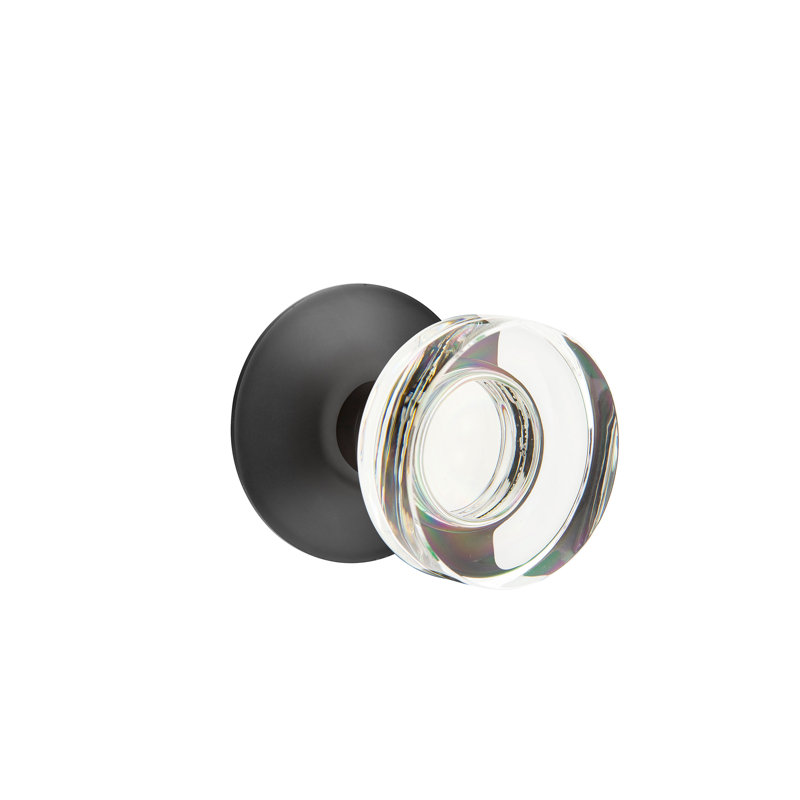 Privacy Modern Disc Crystal Knob with Modern Rose, Flat Black