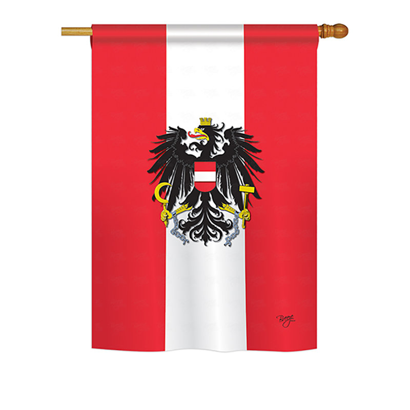 Drapeau de maison en polyester à 2 côtés autriche, H 40 po x l 28 po