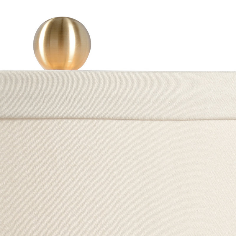 Banded Solid Wood Table Lamp, Cream/Blue