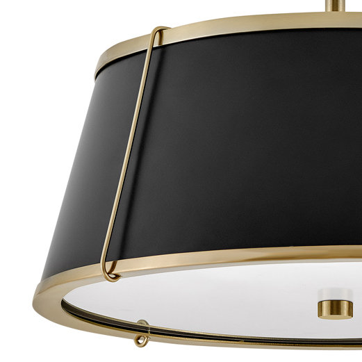 Moxie Semi Flush Mount, Warm Brass, Black