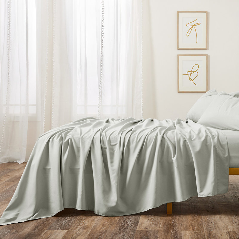 Twin XL Silver Organic Cotton Bamboo Microfiber Sheet Set