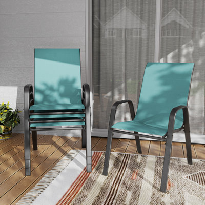 Ensemble de chaises de salle à manger d'extérieur 4 pièces avec structure en métal