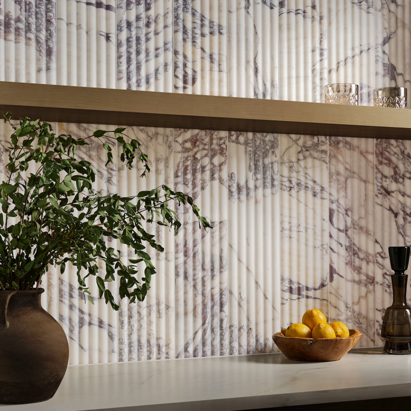Calacatta Viola 6 x24 Fluted Honed Marble Wall Tile