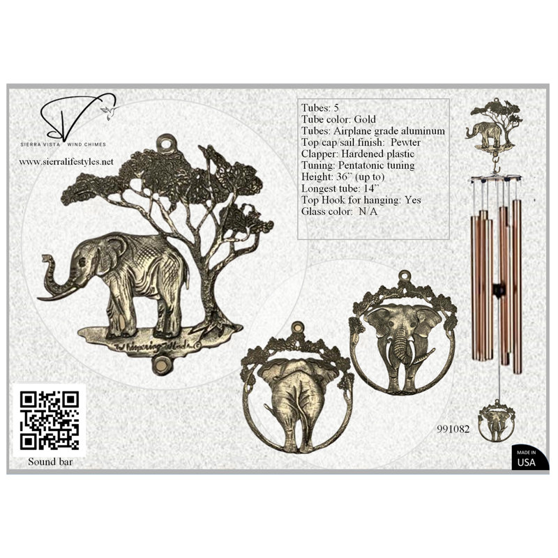 Carillon - éléphant 36 po, Or