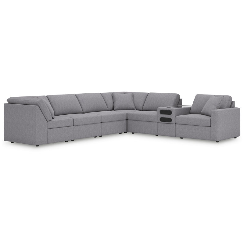 Braintree 7-Piece Sectional With Audio Console, Gray Polyester