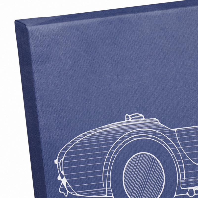 Art sur toile croquis de voiture Flara, H 11 po x l 14 po x P 1,25 po, Bleu