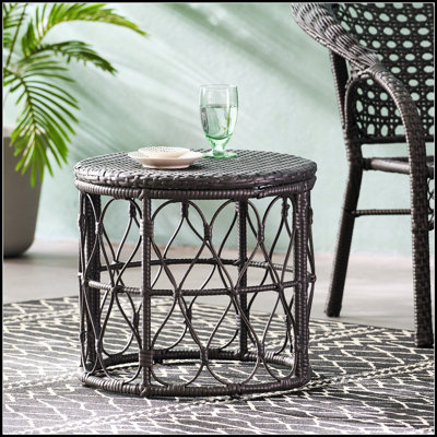 Table d'appoint Bruce Wicker Weave, durable et élégante pour une utilisation intérieure et extérieure, parfaite pour les petits espaces et la flexibilité de décoration