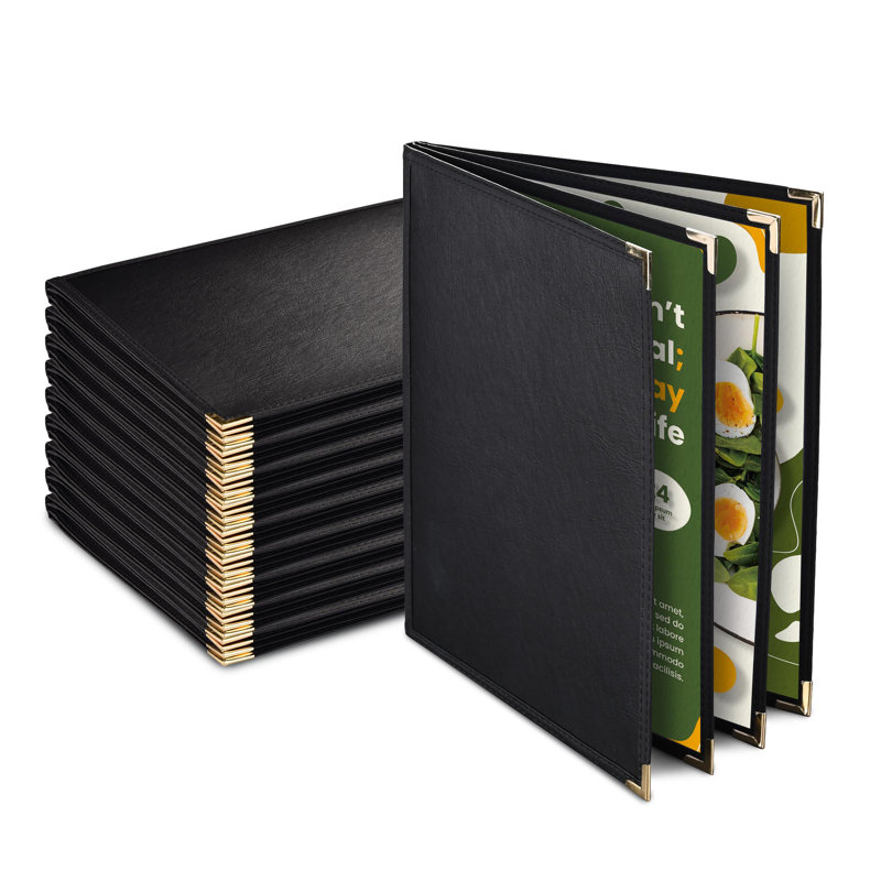 WeChef 10 Pack Restaurant Menu Covers 8.5" x 11" Book Style 4 Pages 6 Views Cafe
