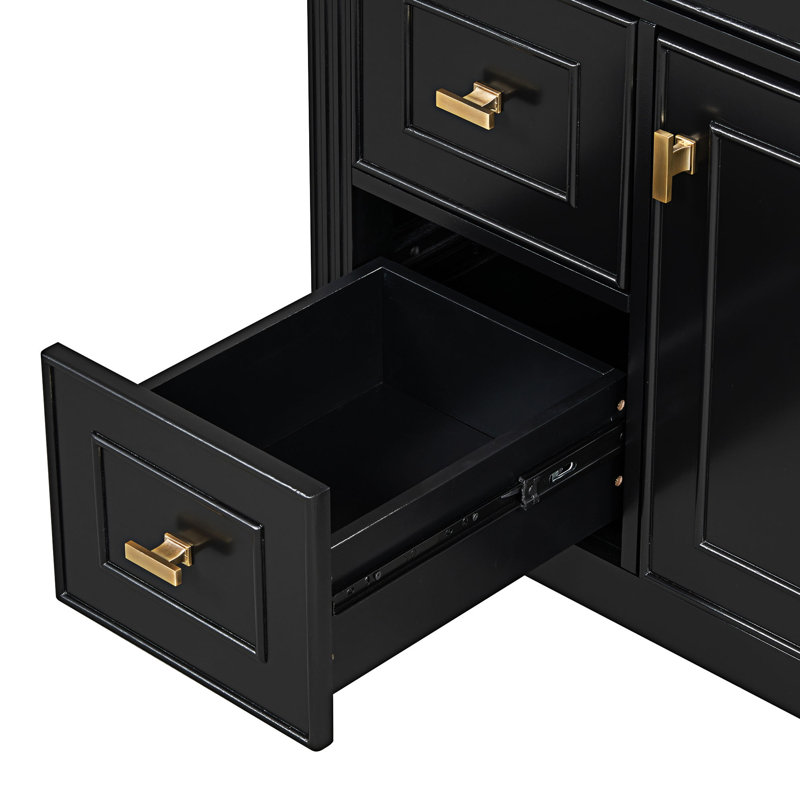 Meuble-lavabo de salle de bain avec lavabo, Noir
