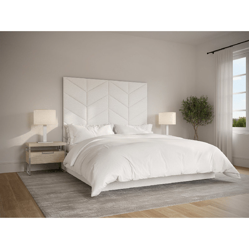 Vant Chevron Upholstered Wall Mounted Headboard Panels for King Beds, Ivory Boucle, 79" W x 60" H, King, Boucle, Ivory