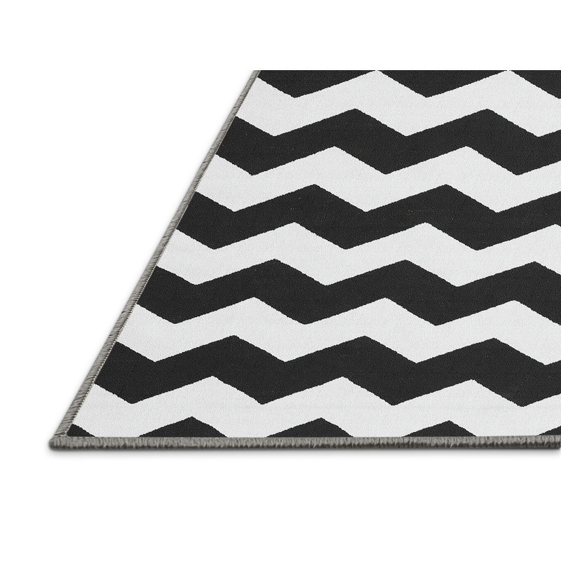 Tapis noir / blanc Adkins, Rectangle 3 pi x 5 pi