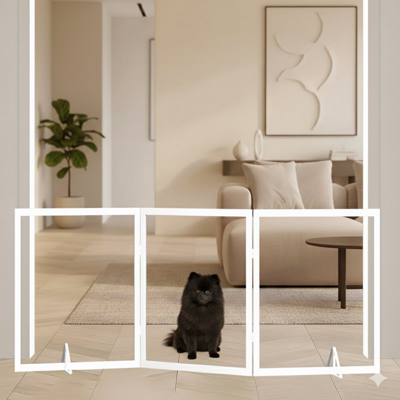 Barrière pour chien autoportante pliable transparente, H 24 po x l 65 po x P 2 po