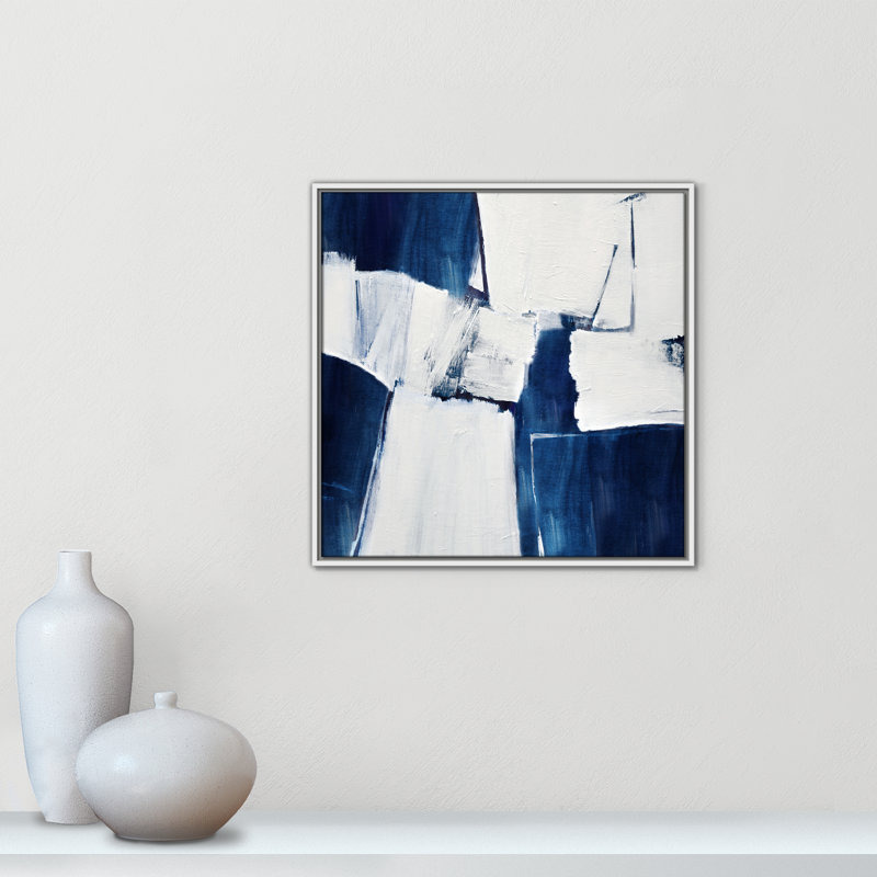 «Blue Midnight Plateau I» par Judith Shapiro, H 25,5 po x l 25,5 po, Blanc