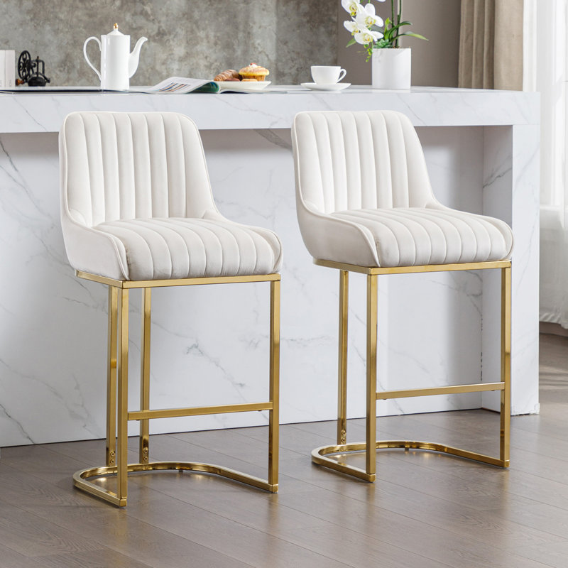 Besik Counter Stool with Metal Frame, White