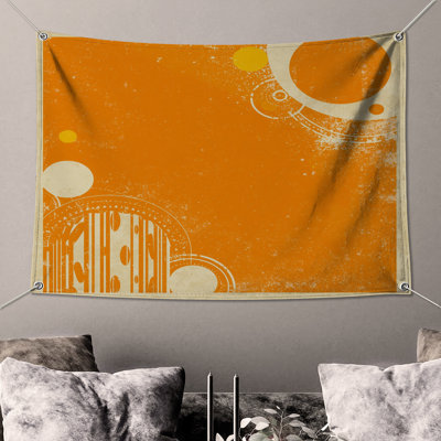 Orange Circle Grunge Wall Tapestry - Circles Wall Decor