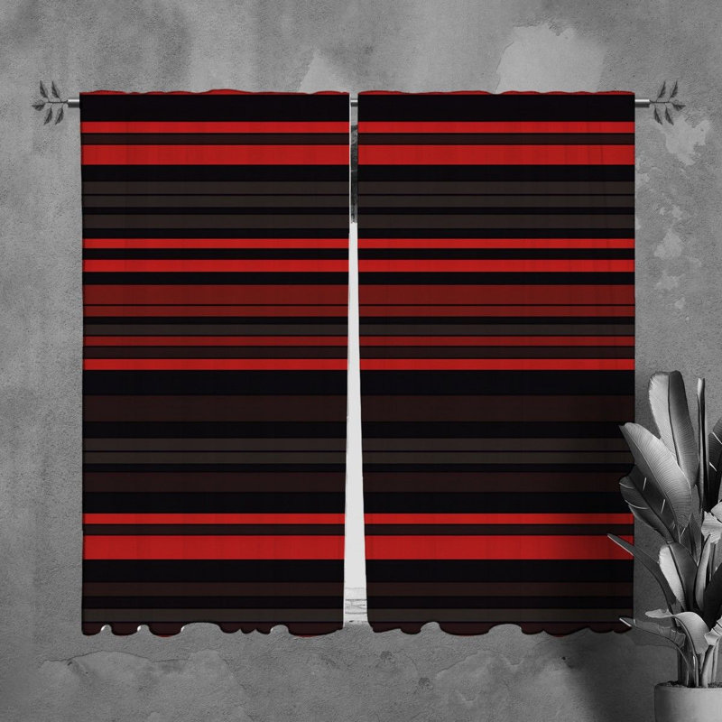 Horizontal Window Curtains Pattern Black Drapes 7745, L 40 po x L 82 po