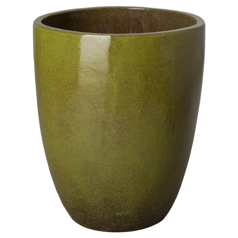 Pot à fleurs en céramique Silsbee, H 28 po x l 22 po x P 22 po, Vert
