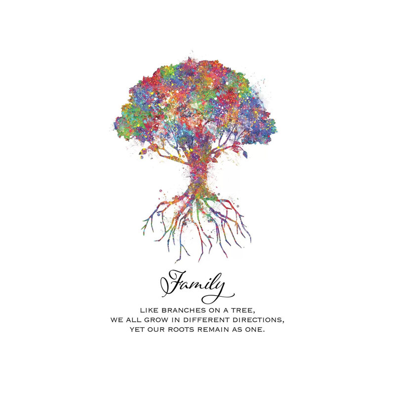 Trees Family Quote by Genefy Art - Print on Canvas, Wrapped Canvas, 20.32 cm H x 30.48 cm W