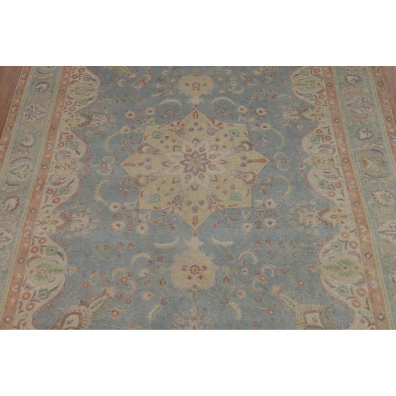 Tapis traditionnel bleu rétro 10 x 13