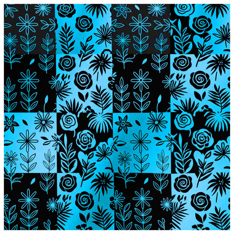 Blue Black Floral Pattern Comforter, Twin Extra Long