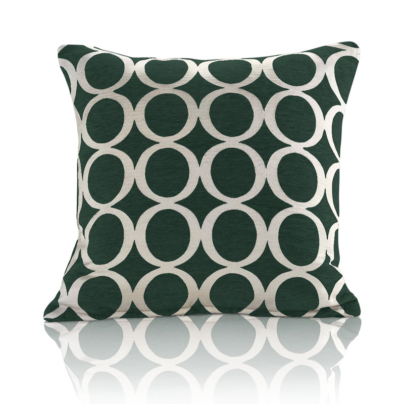 Broward Feathers Geometric Cushion with Filling, 45cm H x 45cm W x 15cm D, Green