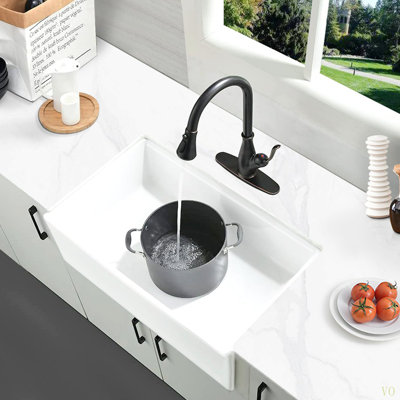 Fireclay 33" L X 20" W Workstation Farmhouse Kitchen Sink With Accessories