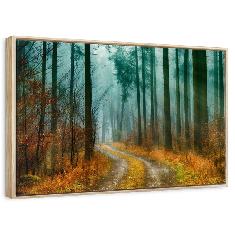 Sentier de la forêt d'automne, Cadre flottant en bois naturel, 25 po x 17 po