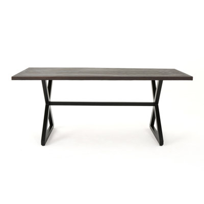 Rolando Outdoor Aluminum Dining Table With Steel Frame, Brown / Black