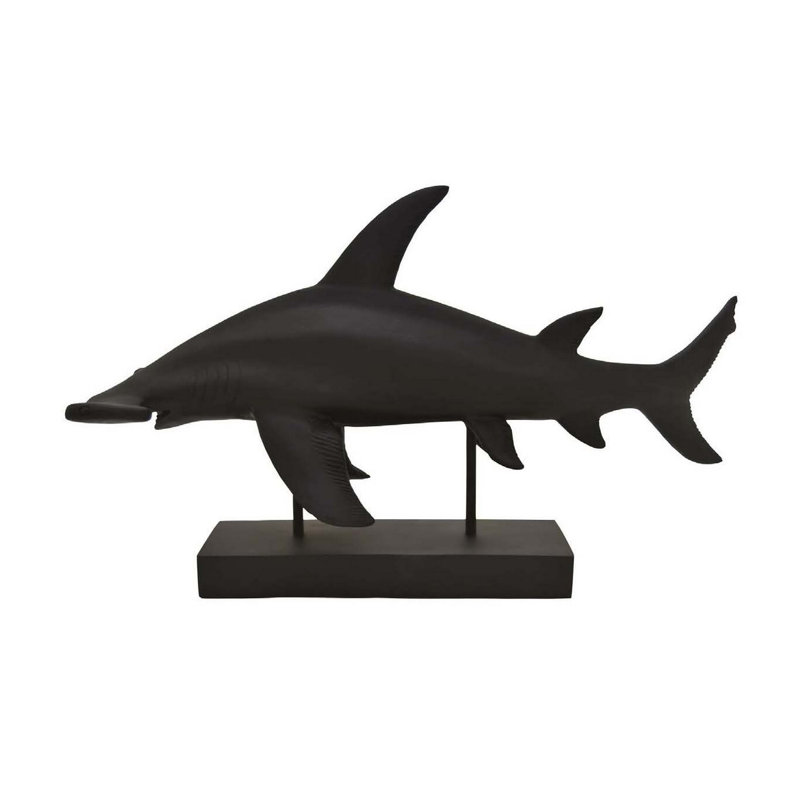 Pièce décorative de table, requin marteau, résine noire de 21 pouces