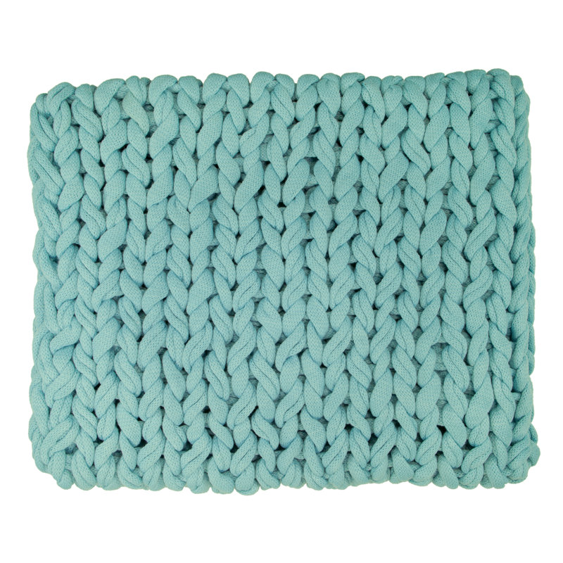 Chunky Knit Throw Blanket, Seamist