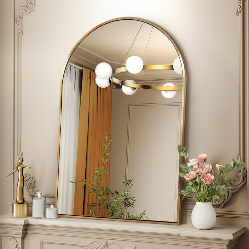 Arch Metal Arch Wall Mirror, Gold, 36" x 24"
