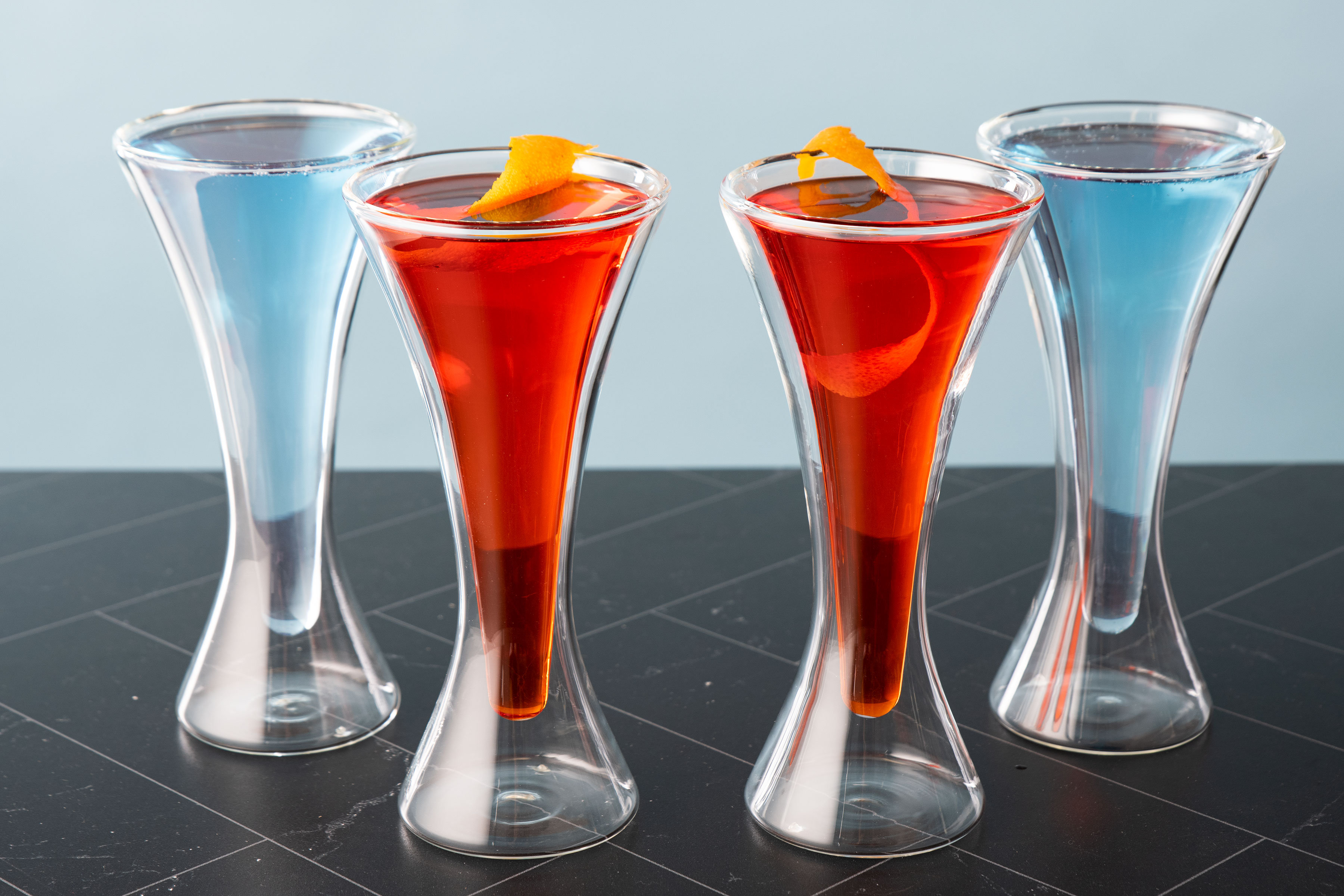 LAV Martini Glasses Set of 6 - Multi colored Martini Cocktail Glasses 6 oz
