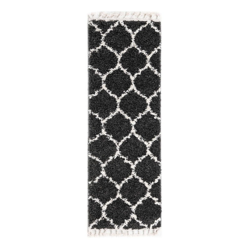 Tapis gris à motif géométrique Mitzy, Tapis de couloir 2 pi 2 po x 6 pi