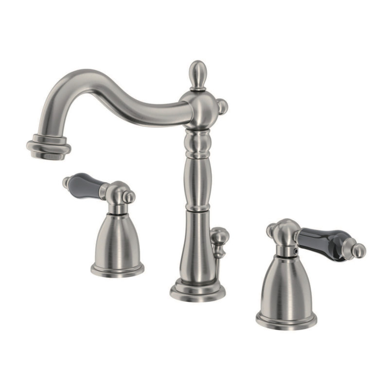 Kingston Brass Duchess Two-Handle 3-Hole Deck Mount Widespread Bathroom Faucet with Pop-Up Drain, Brushed Nickel